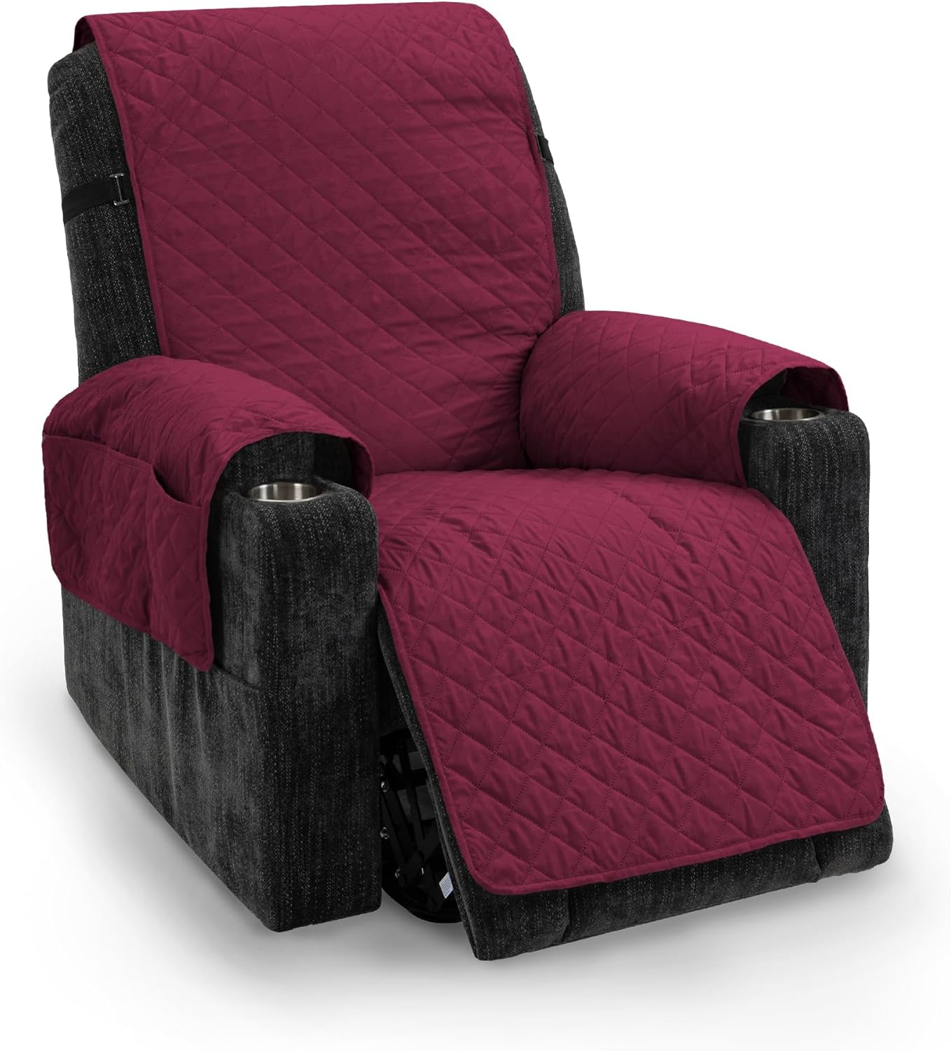 Wodoodporny pokrowiec na fotel rozkładany, dwustronny pikowany pokrowiec na sofę (1-osobowy, ciemnoczerwony)