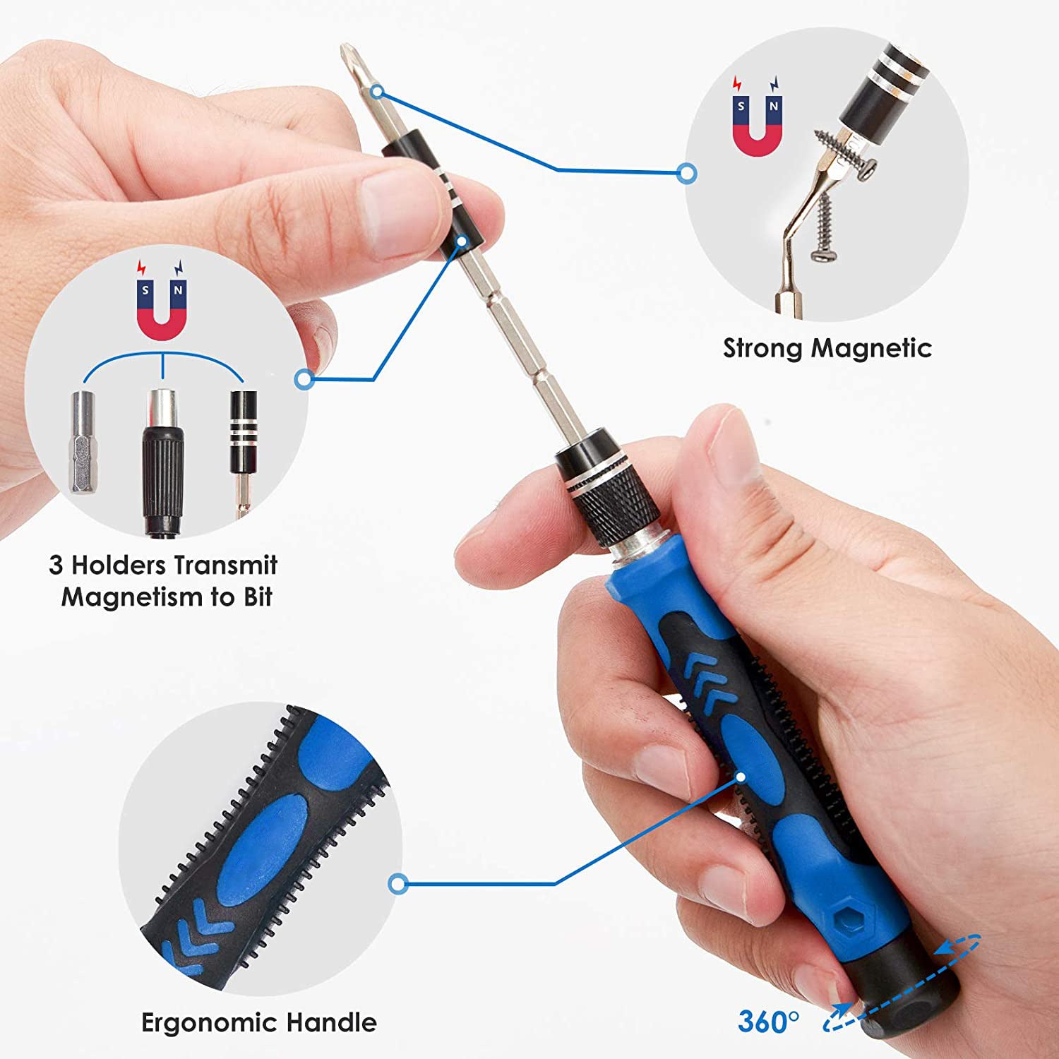 Tournevis de précision électronique 142 pièces avec kit d'outils de réparation magnétique 120 bits pour iPhone, MacBook, ordinateur - 5