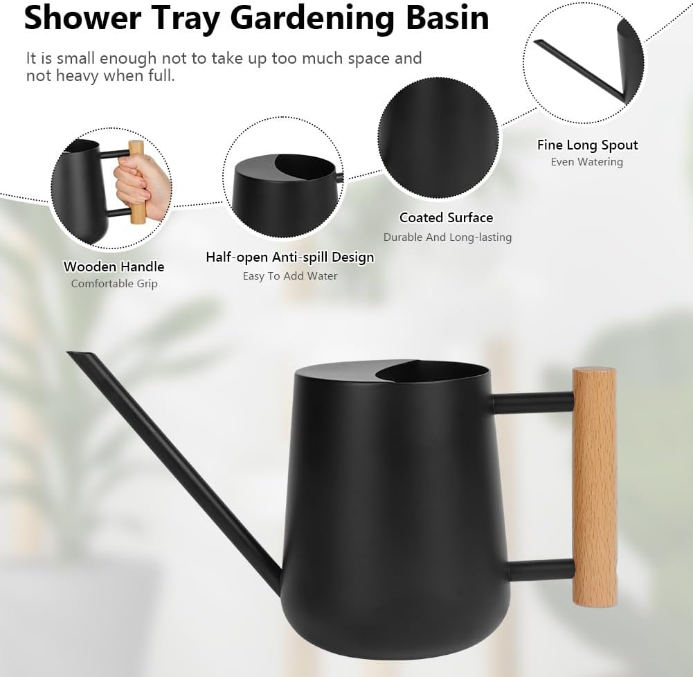 Arrosoir, 35oz 1L Petit Arrosoir, Mini Arrosoirs de Jardin pour Plantes Intérieur et Extérieur Plantes Succulentes Fleurs (Noir) - 3