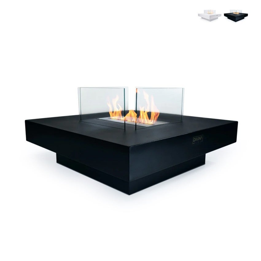Kominek bioetanolowy Panarea Black 70x70x35 do użytku wewnątrz i na zewnątrz, stojący