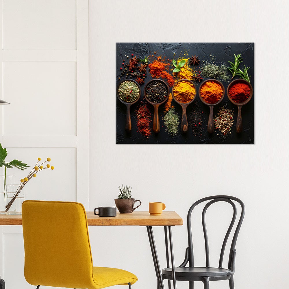 Obraz do kuchni restauracji jadalni, Przyprawy Zioła na drewnianych łyżkach 60x40 - 2