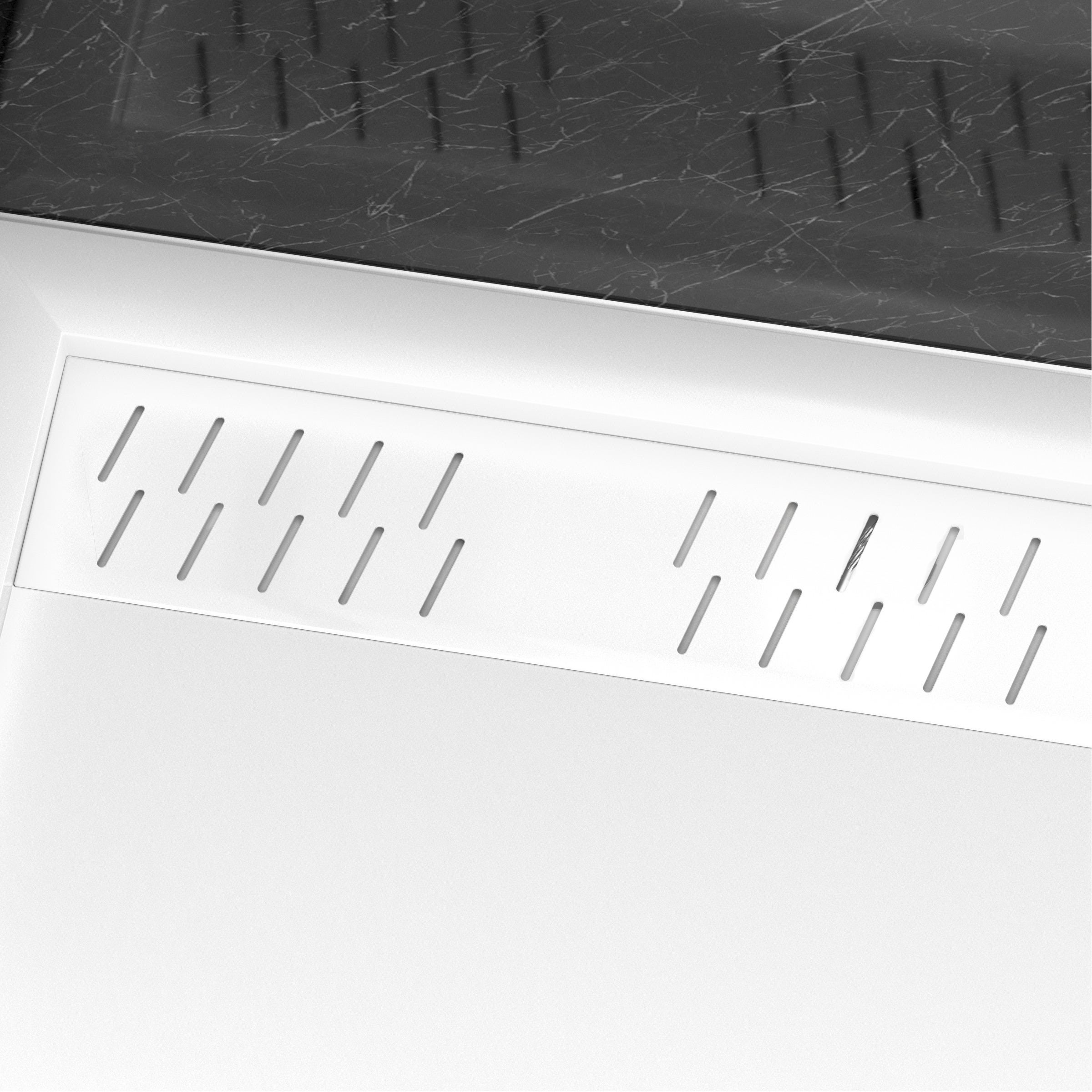 Receveur en acrylique Blanc 90x120x4 cm + Grilles Linéaires Chrome et Blanche Mate - 2
