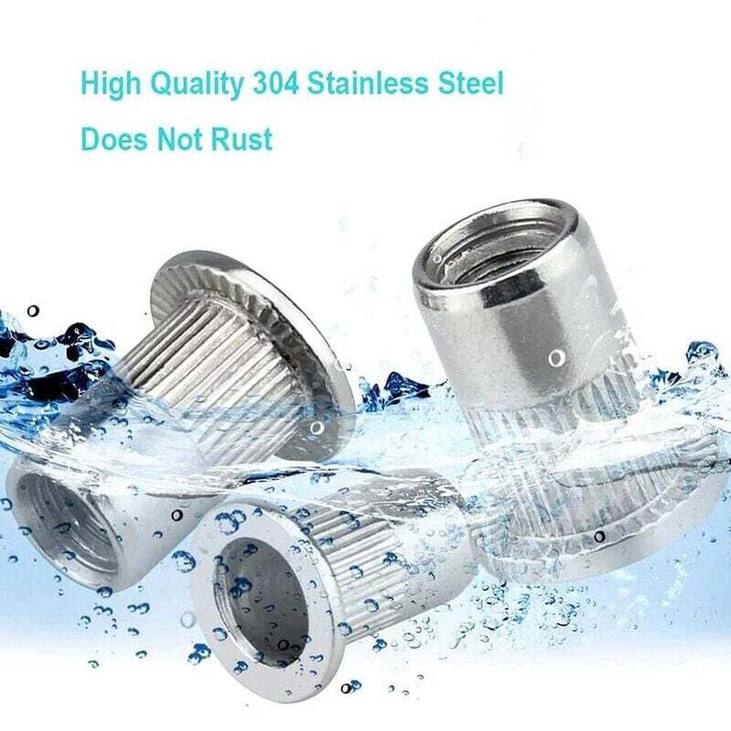 100 Pièces M6 Écrou À Sertir À Tête Plate, Écrous À Riveter Acier Inoxydable, Insert Fileté À Tête Plate, Écrou À Sertir M6, Rivet Écrou M6 - 5