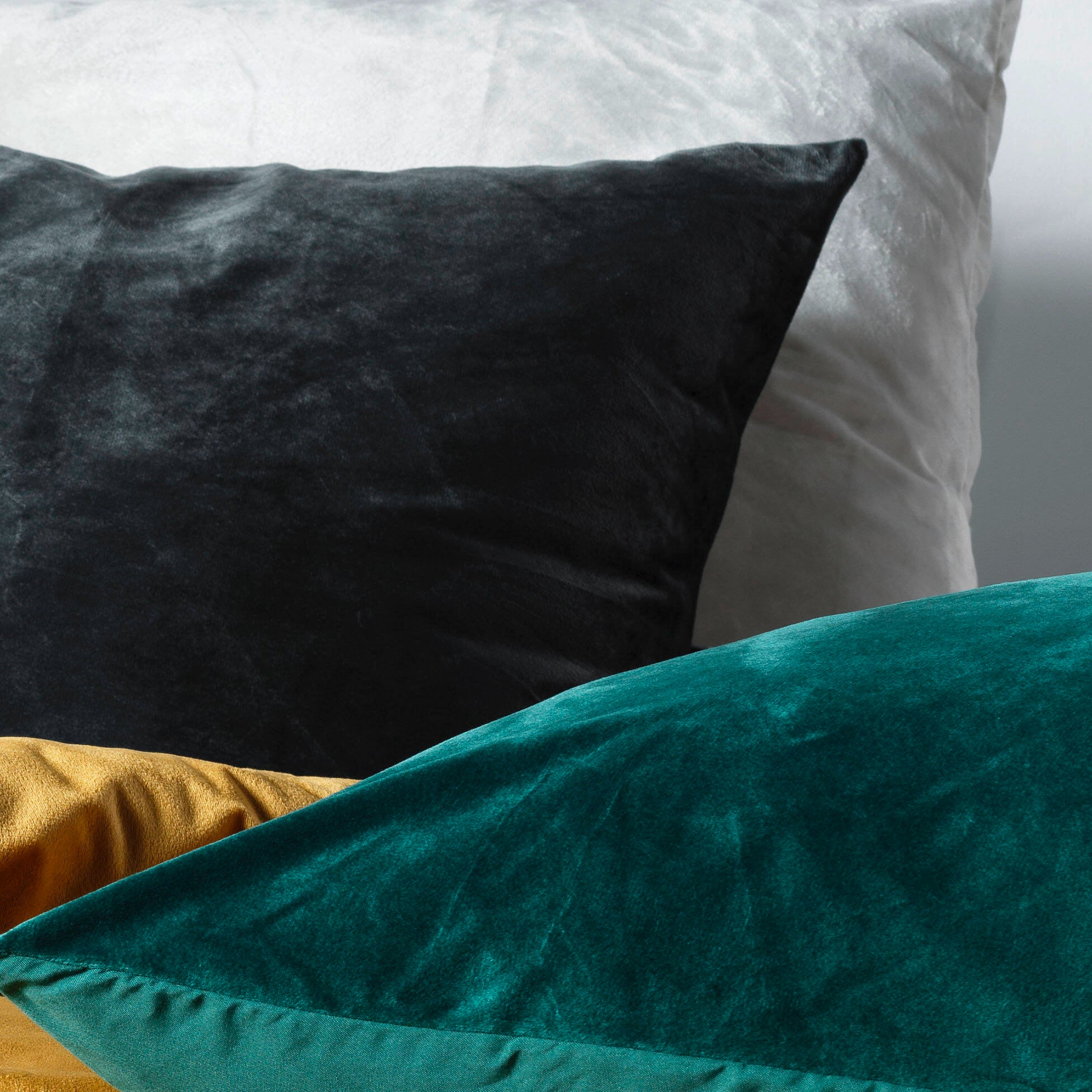 Housse de couette 240 x 220 cm velours uni Velina Emeraude - 3