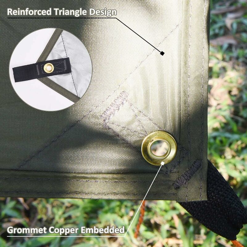Bâche, bâche pour hamac, bâche imperméable 3m x 3m avec oeillets + 2 piquets de sol + 4 cordes, protection pluie protection solaire Sous-couche tente - 3