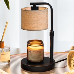 Lampe Chauffe-Bougie WAEUUKKPO Avec Minuterie, Variateur Et Hauteur Réglable – 2 Ampoules Incluses – Idéale Pour Bougies Parfumées En Verre – Style Élégant Doré