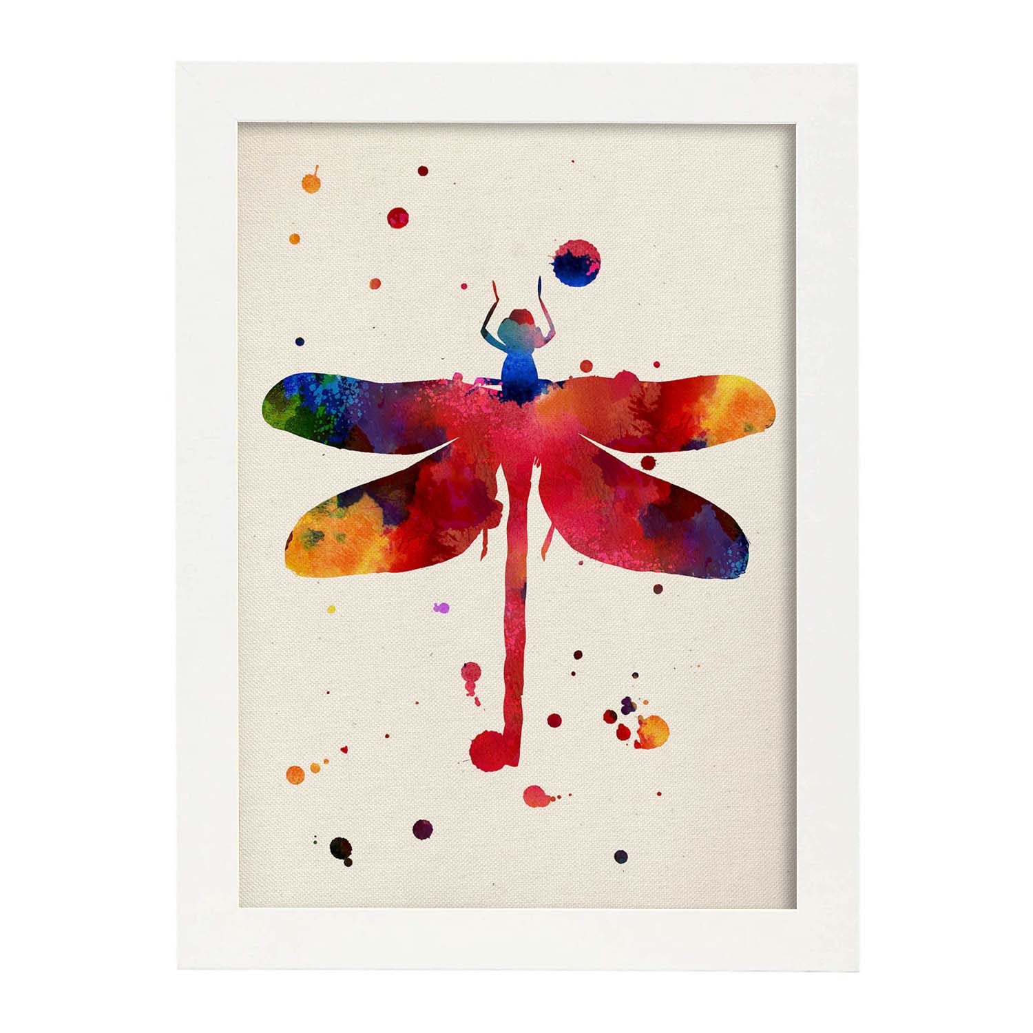 1 stampa artistica da parete con libellula ad acquerello, 30,5 x