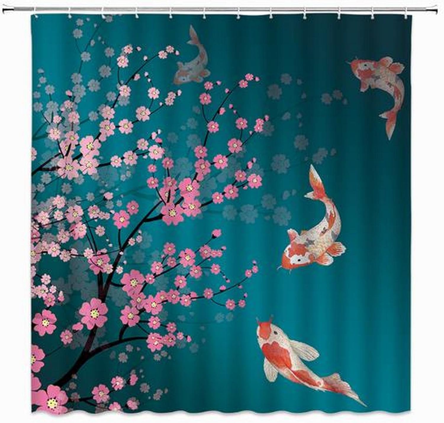 Tenda da doccia autunnale con fiori arancioni e grigi, tenda da doccia per decorazione del bagno, tenda da doccia moderna in tessuto impermeabile bianco con ganci, 183 x 198 cm