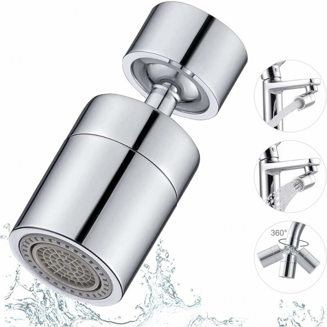 Dysza do kranu kuchennego, obrót o 360 stopni, podwójny tryb, napowietrzacz, odporny na zachlapanie, kran, natrysk, do zlewu kuchennego i łazienki