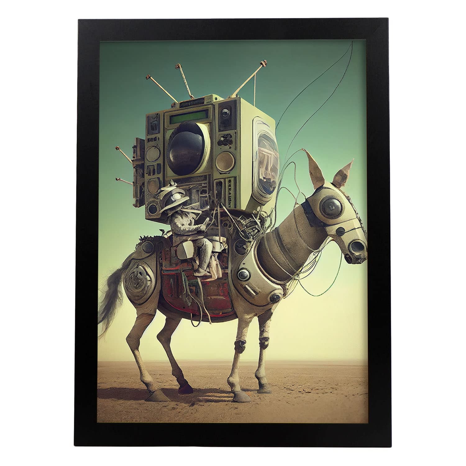 Nacnic poster burro en estilo surrealismo cinematográfico ilustraciones y grabados de historieta abstracta y artística para a3 marco negro
