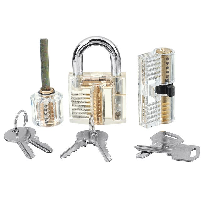 Kit De Crochetage 30 Pieces 3 Cadenas D'Entrainement Transparents + Lot Kit De Crochetage 30 Pieces 3 Cadenas D'Entrainement Transparents + Lot