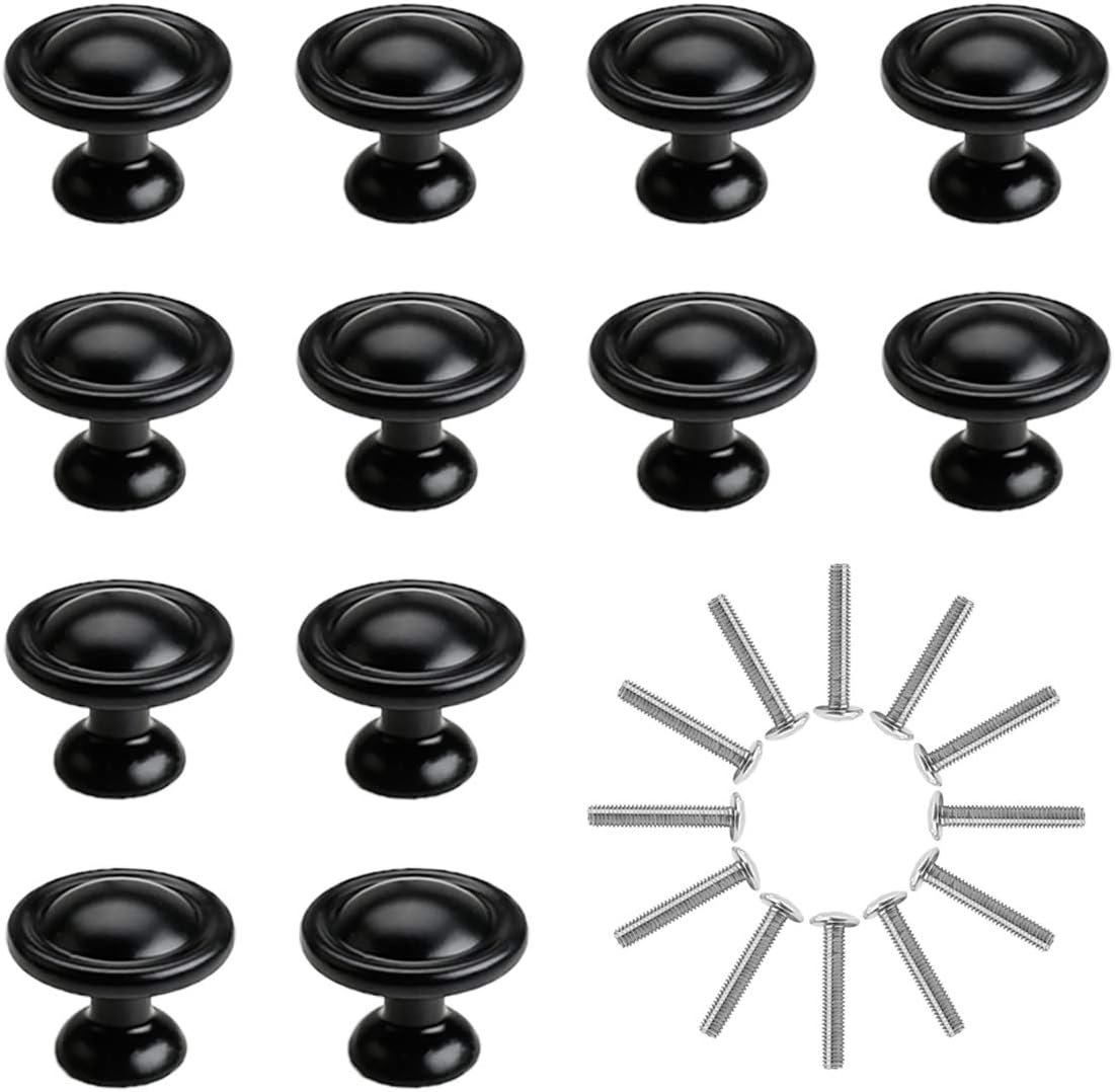 12 uchwytów do szuflad, czarne uchwyty meblowe, uchwyty do szuflad ze stopu aluminium 31 mm, uchwyty meblowe z jednym otworem, uchwyty
