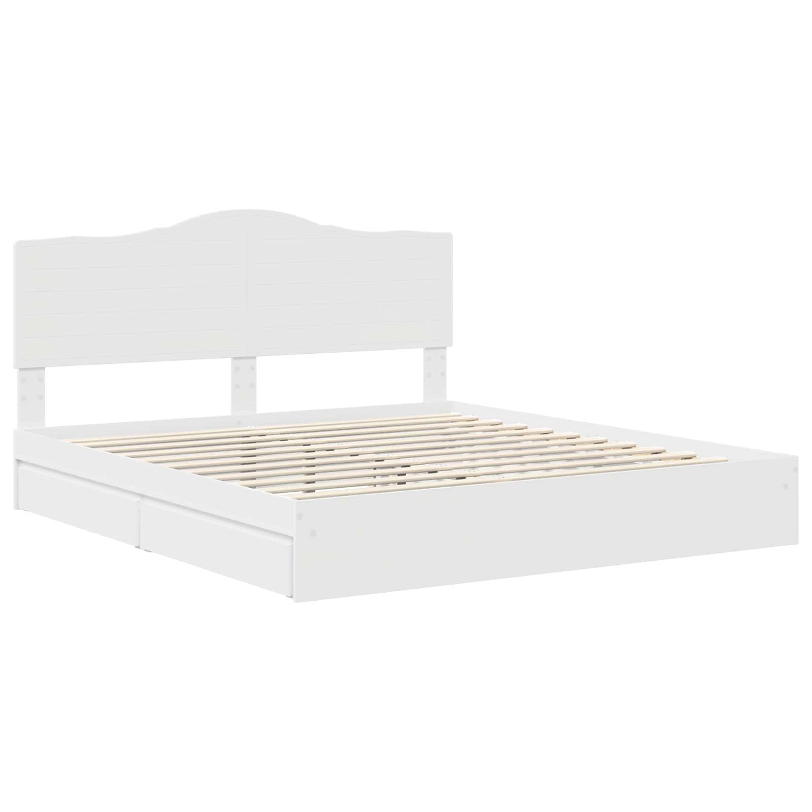Lit de rangement réglable blanc 180 x 200 cm en panneau de bois - 4