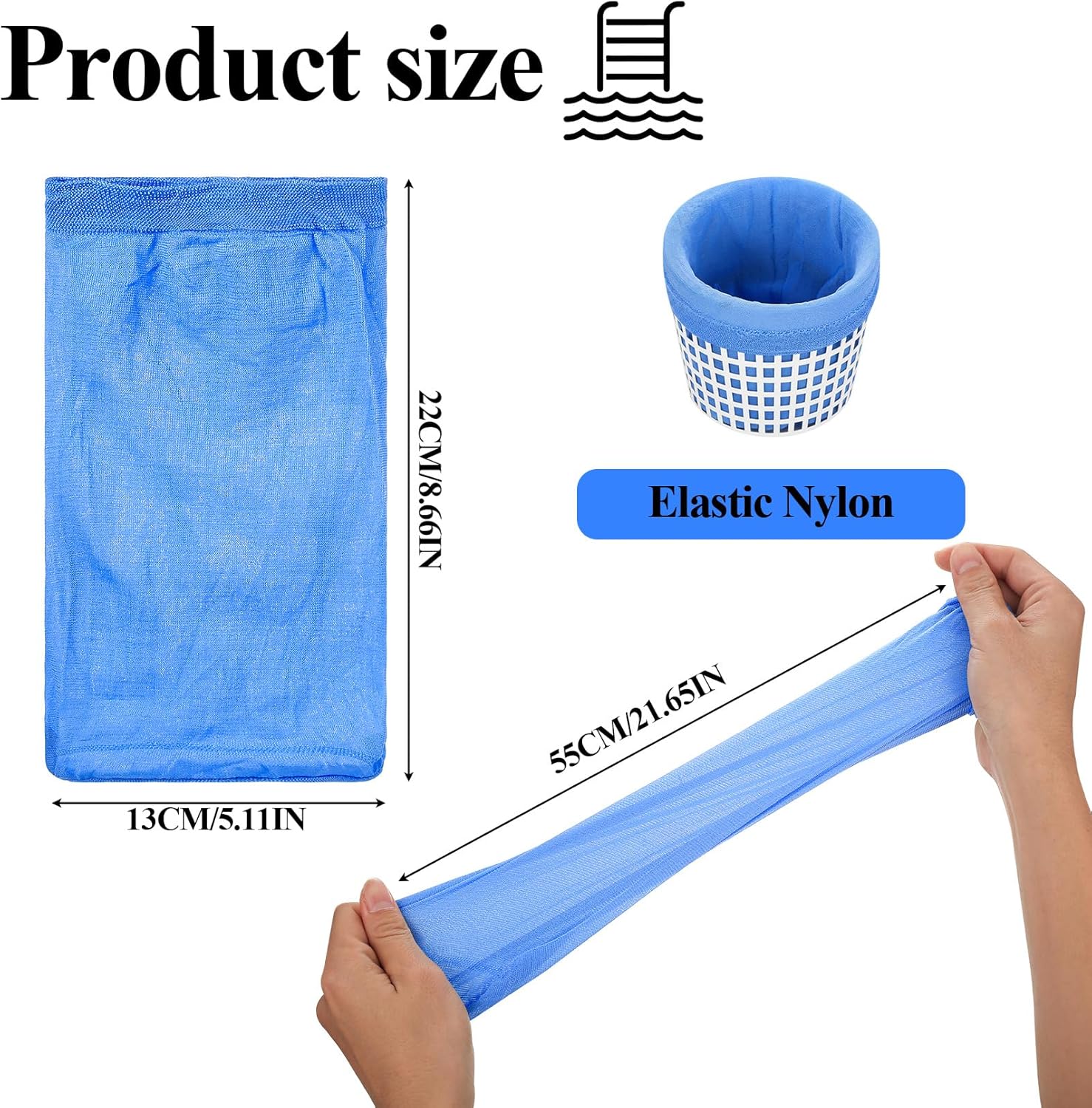 20 Pcs Chaussette Piscine, Chaussettes Piscines, Chaussette en Nylon à Mailles Fines pour piscines, retiennent débris et Feuilles (Bleues) - 2