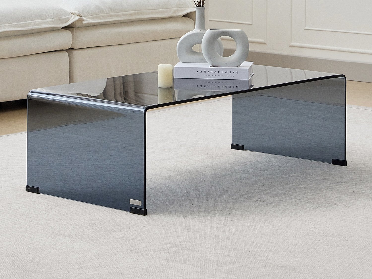 Stolik kawowy z giętego dymionego szkła hartowanego - Czarny - ALONZO