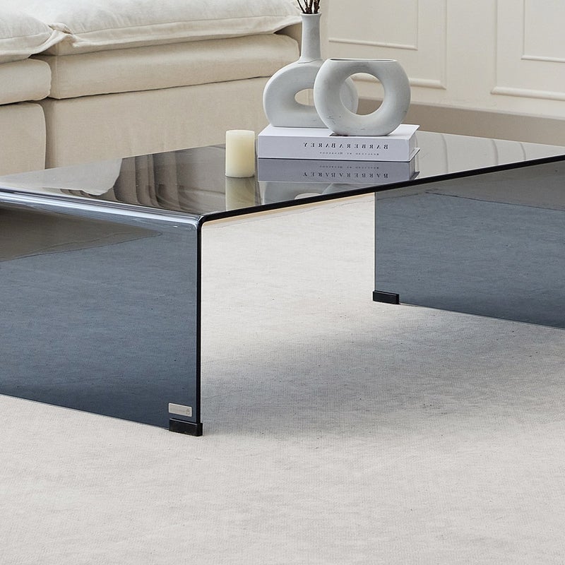 Stolik kawowy z giętego dymionego szkła hartowanego - Czarny - ALONZO