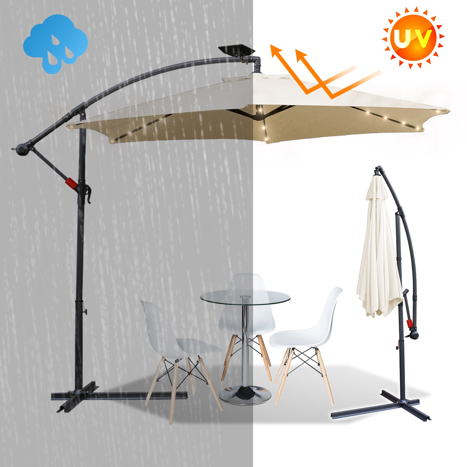 HonunGron Toile De Remplacement Parasol 6/8 Baleines - Protection UV Imperméable Différentes Tailles