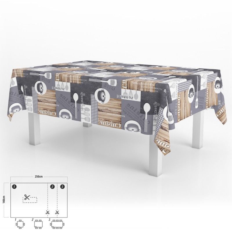 Mantel Hule Rectangular Cuisin Impermeable Antimanchas PVC 140 x 250 cm. Recortable Uso Interior y Exterior - 6