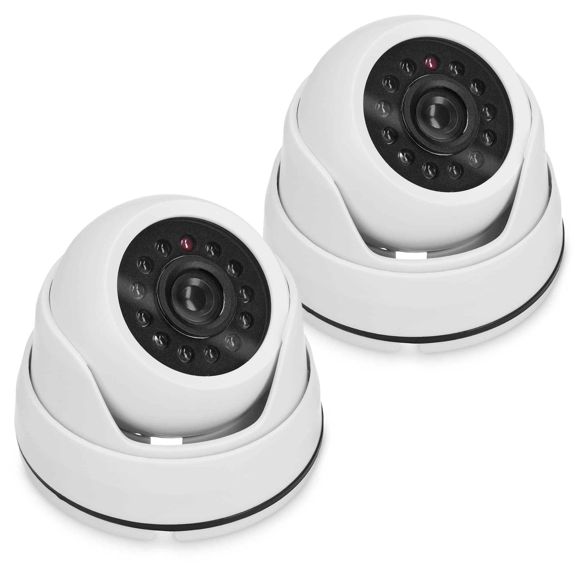 Caméras de vidéosurveillance factices - Lot de 2, avec lumières LED ...