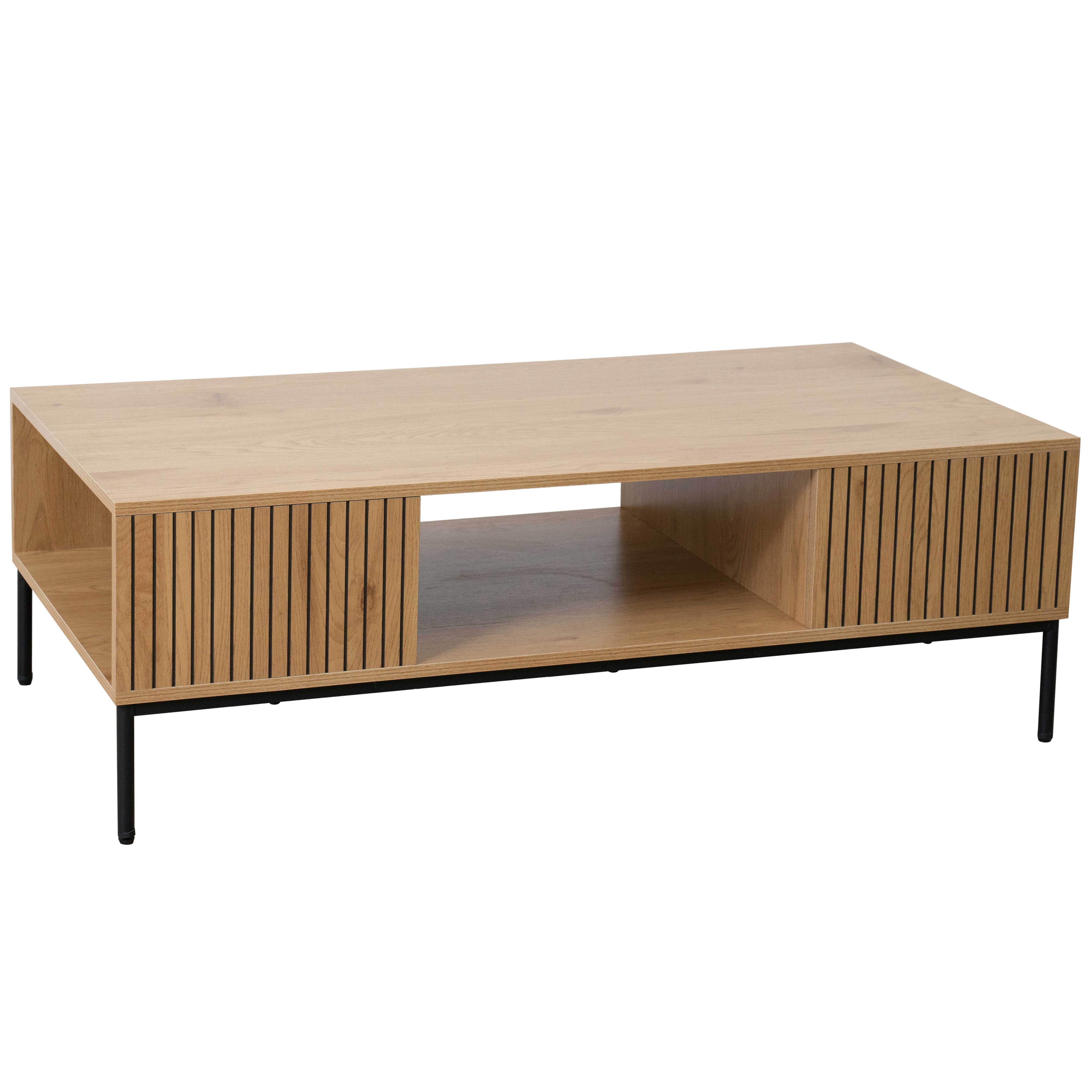 Table basse en acier et MDF décor mélaminé 120 cm beige - 2