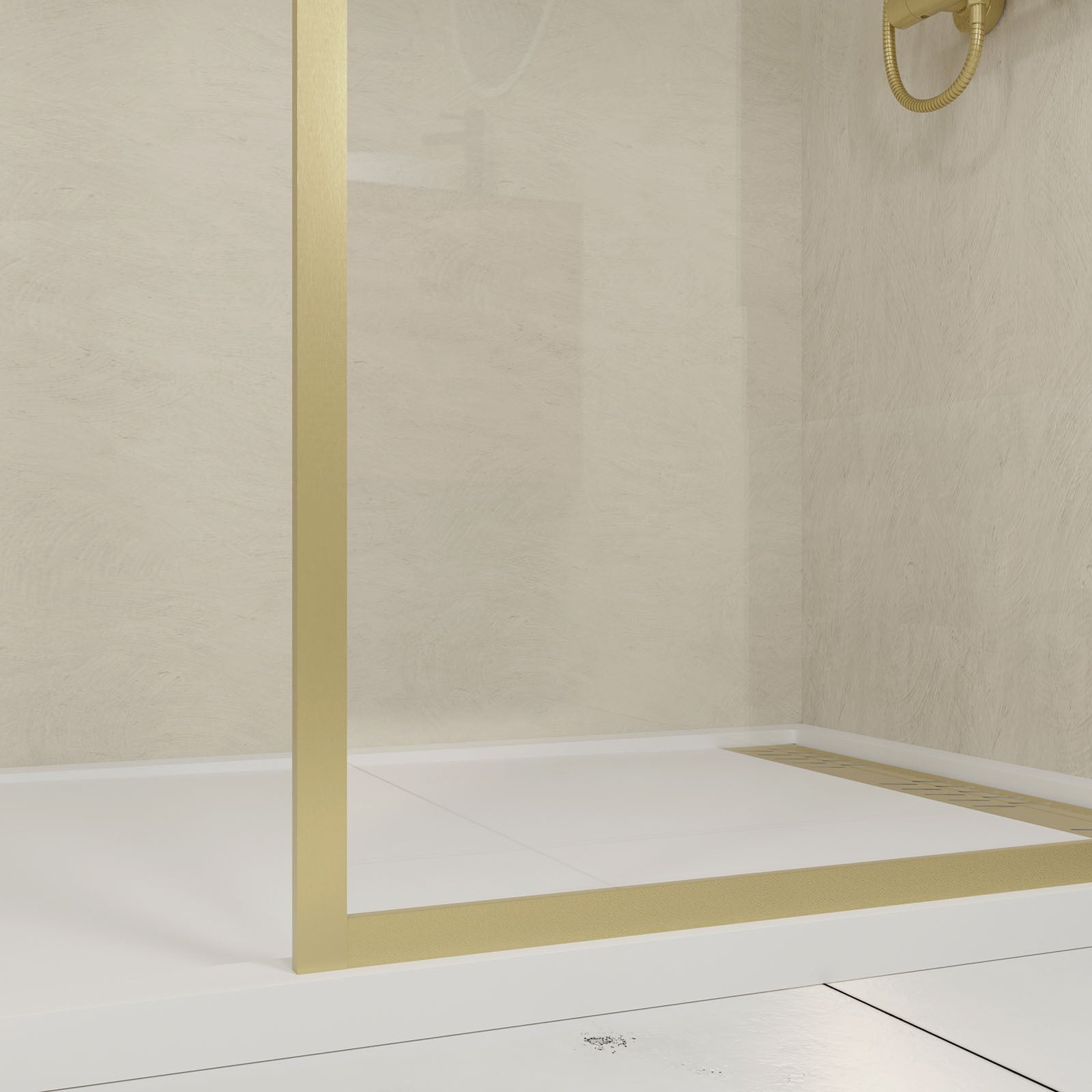 Paroi de douche 120x200 cm - Cadre et bras aluminium Or Doré Brossé - GOLDY CONTOURING - 8