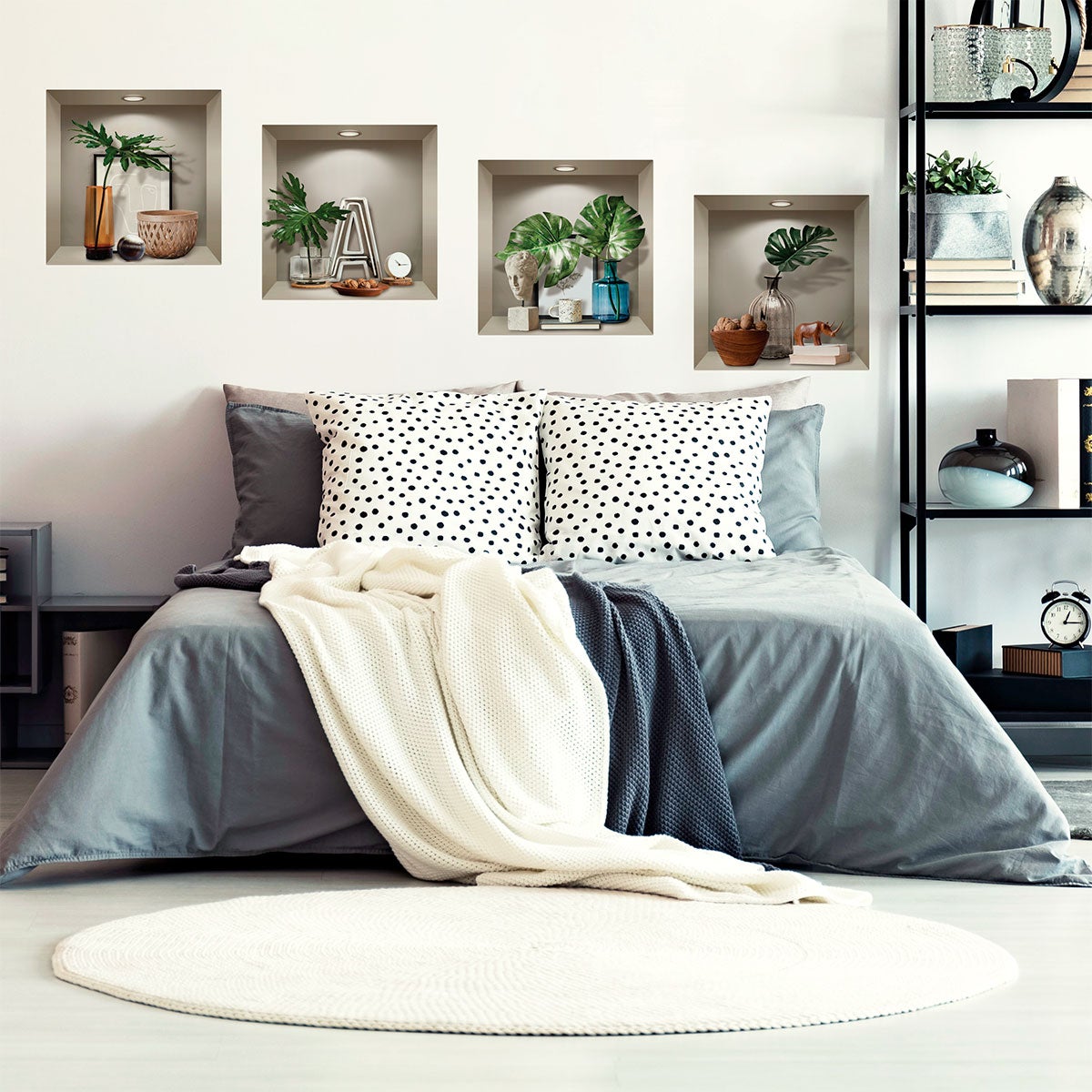 Vinilo efecto 3D plantas y objetos de diseño - adhesivo de pared - revestimiento sticker mural decorativo - 60x60cm - 7