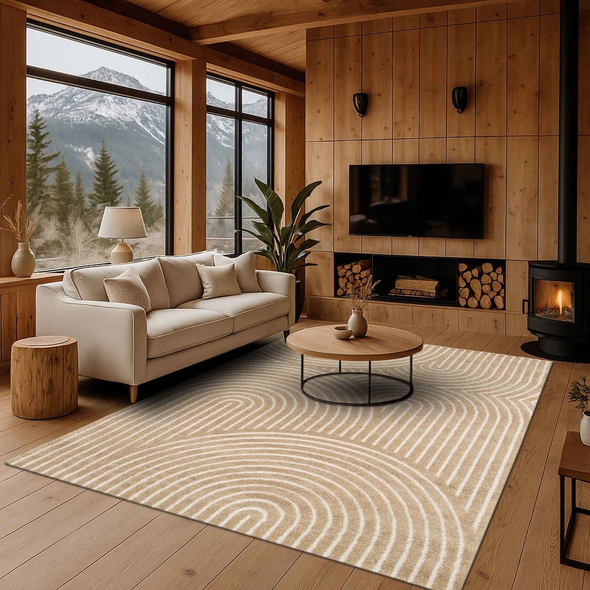 Tappeto beige morbido con rilievo geometrico 160x230 - 7