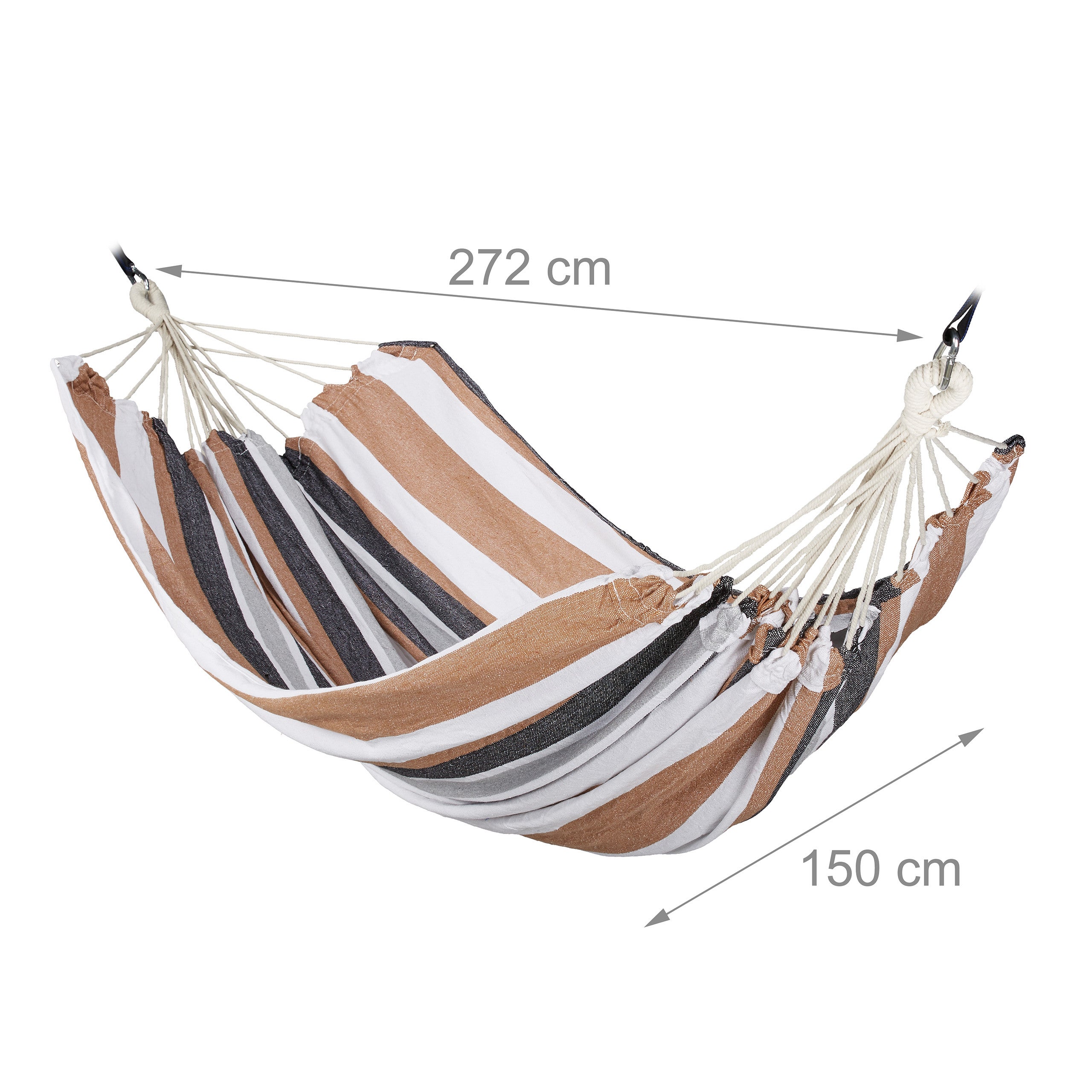 Hamac 300kg, 2 Personnes, Jardin Extérieur, Suspendu, Coton, Transportable, 150 x 272 cm, multicolore, Relaxdays - 4