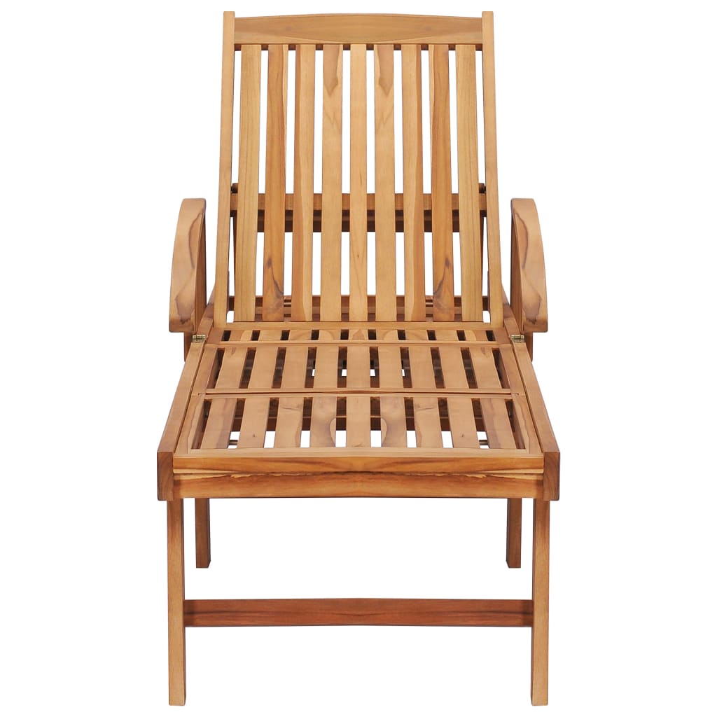 Chaise longue avec table et coussin Bois de teck solide 12 - 5