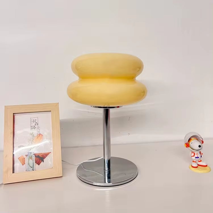 Lampe de table LED, lumière d'ambiance rétro en verre, jolie lampe de table, lampe de chevet USB (crème) - 7