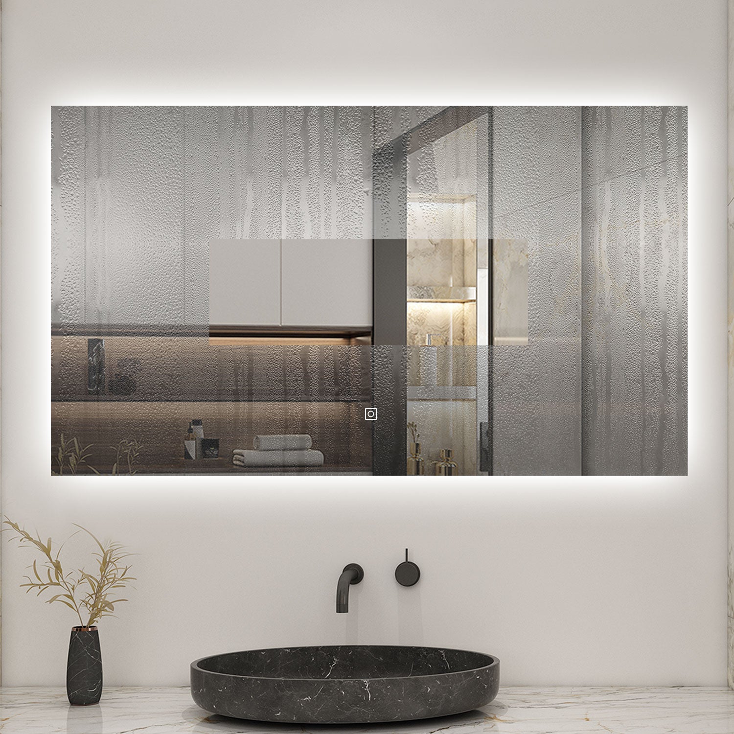 AICA LED Miroir lumineux 100x60cm anti-buée + dimmable + mémoire miroir salle de bain - 4