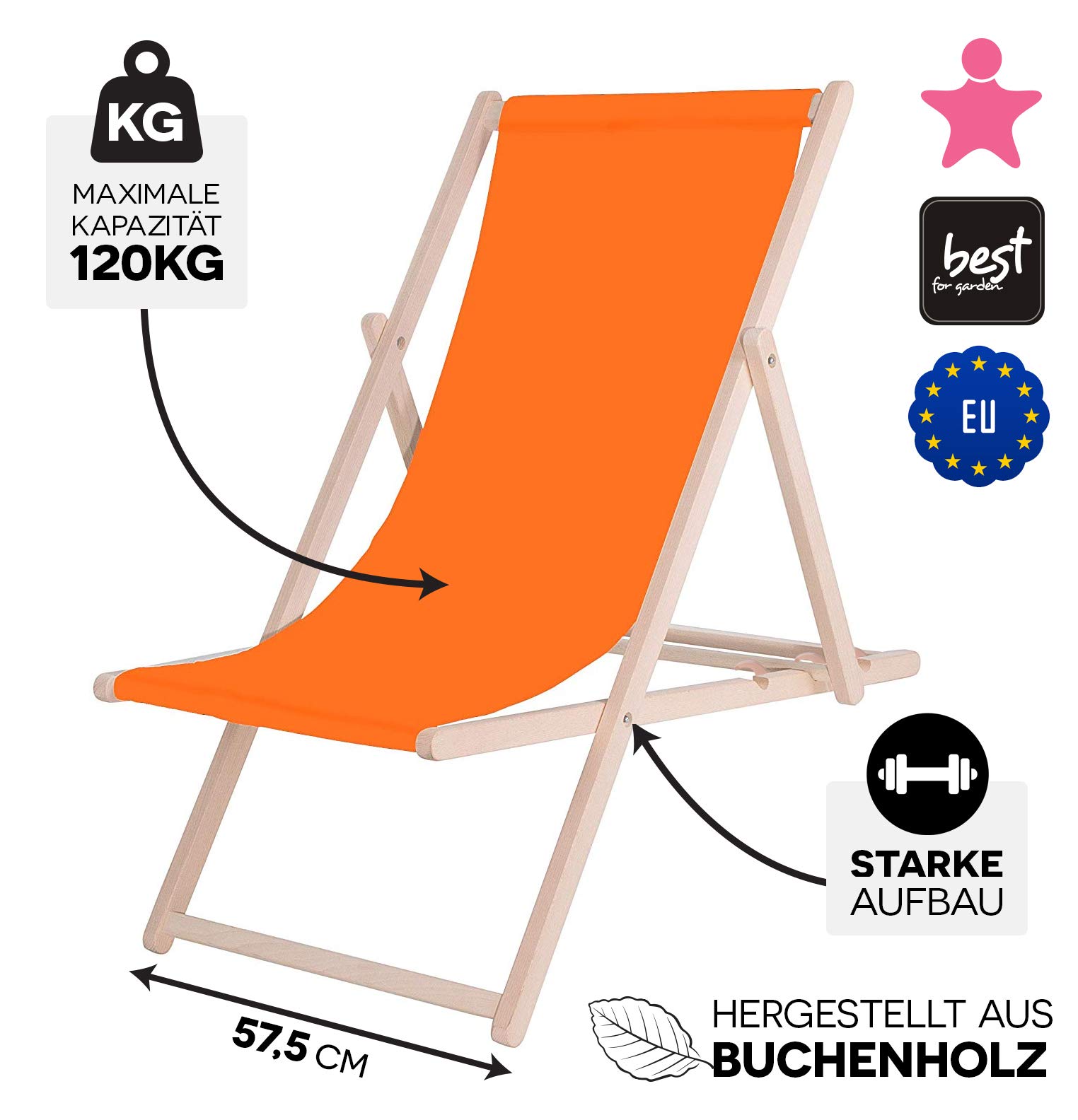 Transat De Jardin - Bois, Pliable, Confortable Pour Terrasse, Jardin Ou Plage, Couleur Bordeaux - 2