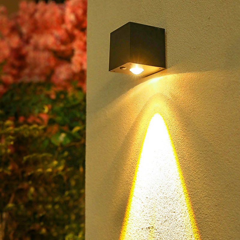 Zewnętrzna lampa solarna, solarny kinkiet, wodoszczelna lampa ogrodowa solarna, reflektor solarny, ciepła biel 3000 K (czarny)