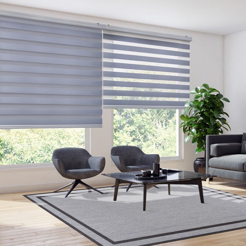 Estores enrollables noche y día platinum, estores interior para salón, cocina, plata 120x250cm