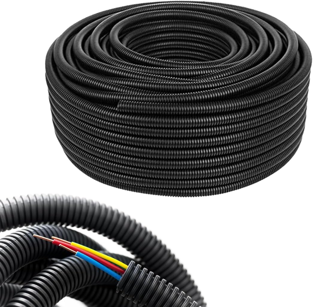 Tubo Flessibile Corrugato Nero Con Tirafilo Diametro 25 (50mt