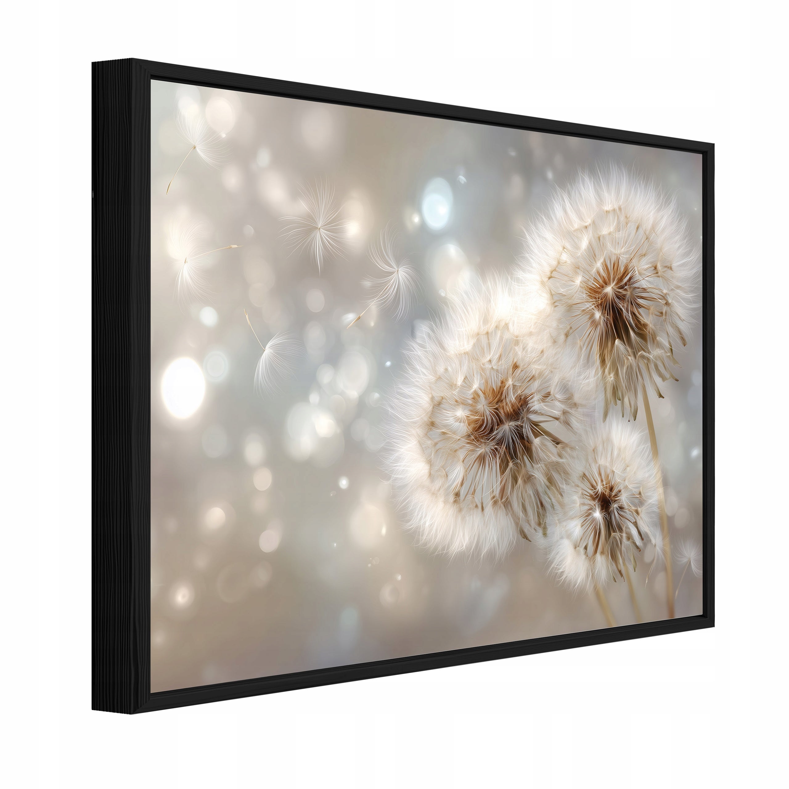 Tablou Canvas papadii bej flori Tablou decorativ Rama Neagra Living Bucatarie Tablouri de perete 120x80 cm