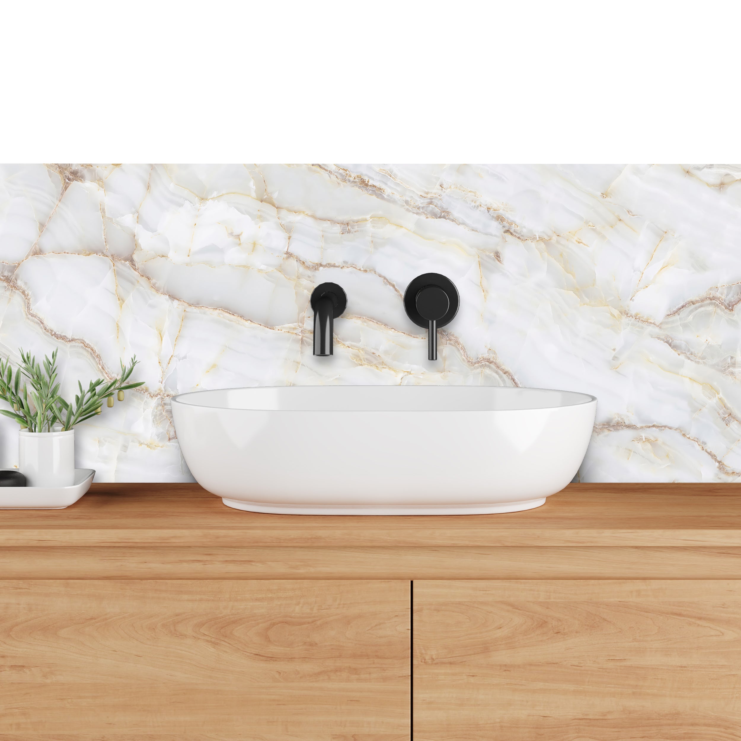 Crédences adhésive effet marbre blanc PVC 3mm 30x70cm - 3