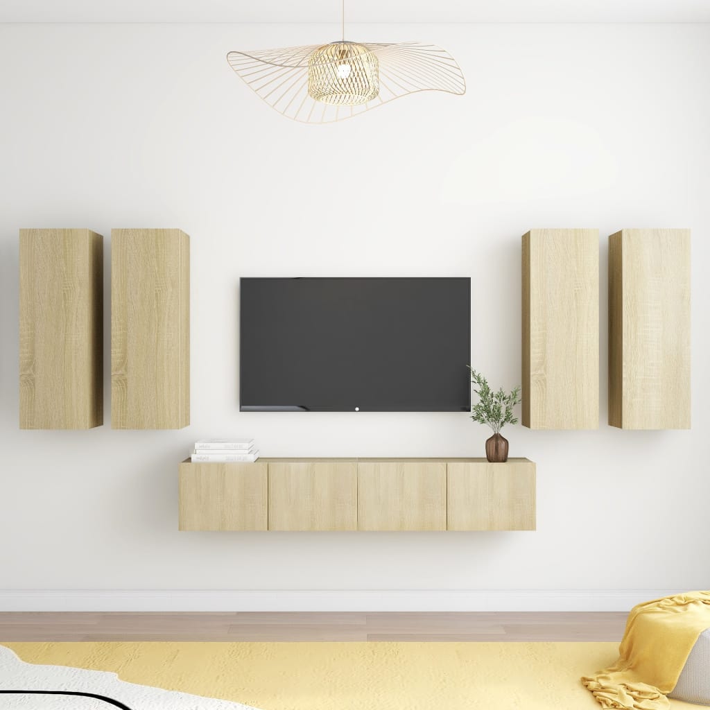 Set Mobili Porta TV NITCA 3 Pezzi - Mensole Soggiorno Moderne In Legno, Design A Parete, Bianco 100x30x30 Cm