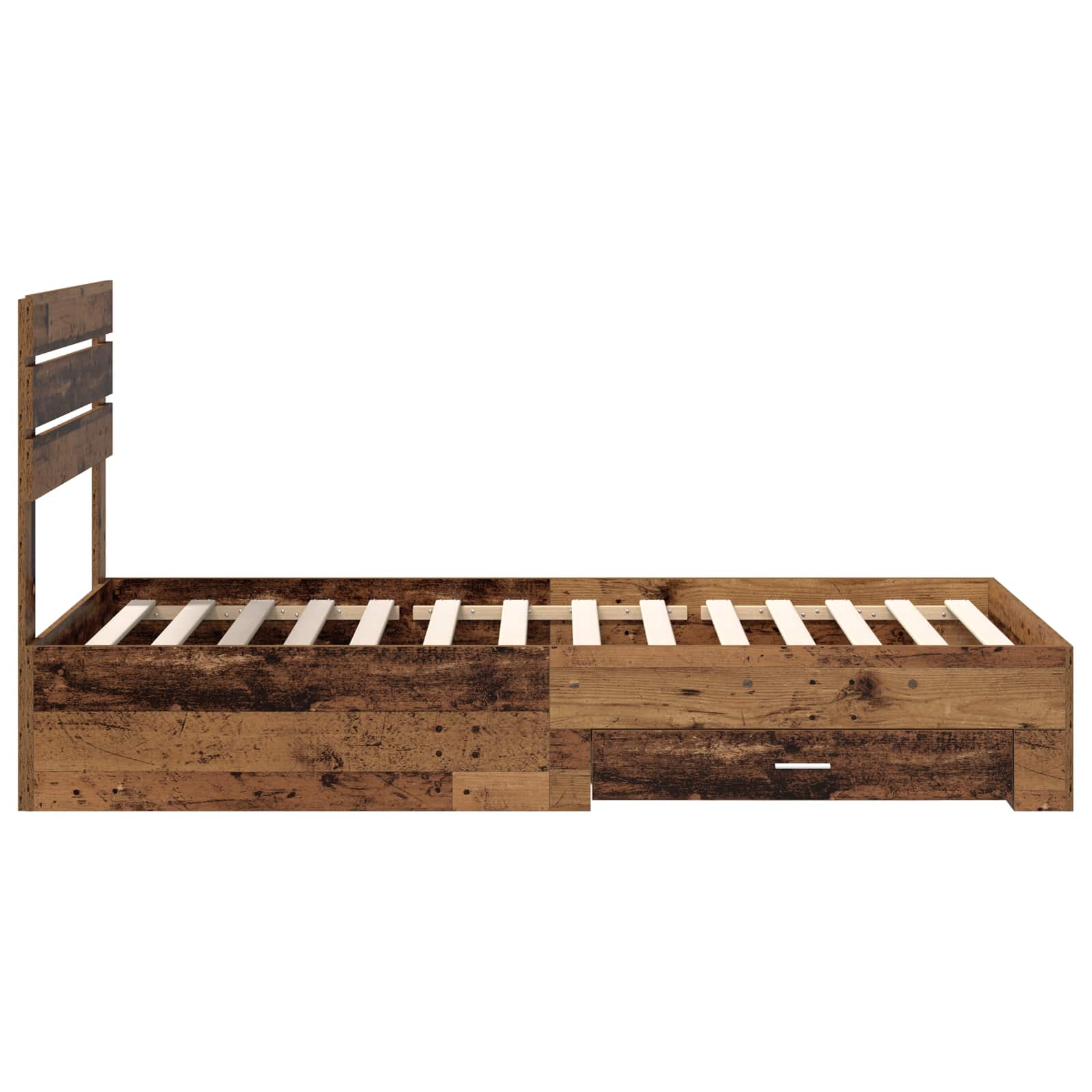 Cadre de lit bois ancien 90 x 190 cm en panneau de bois - 8