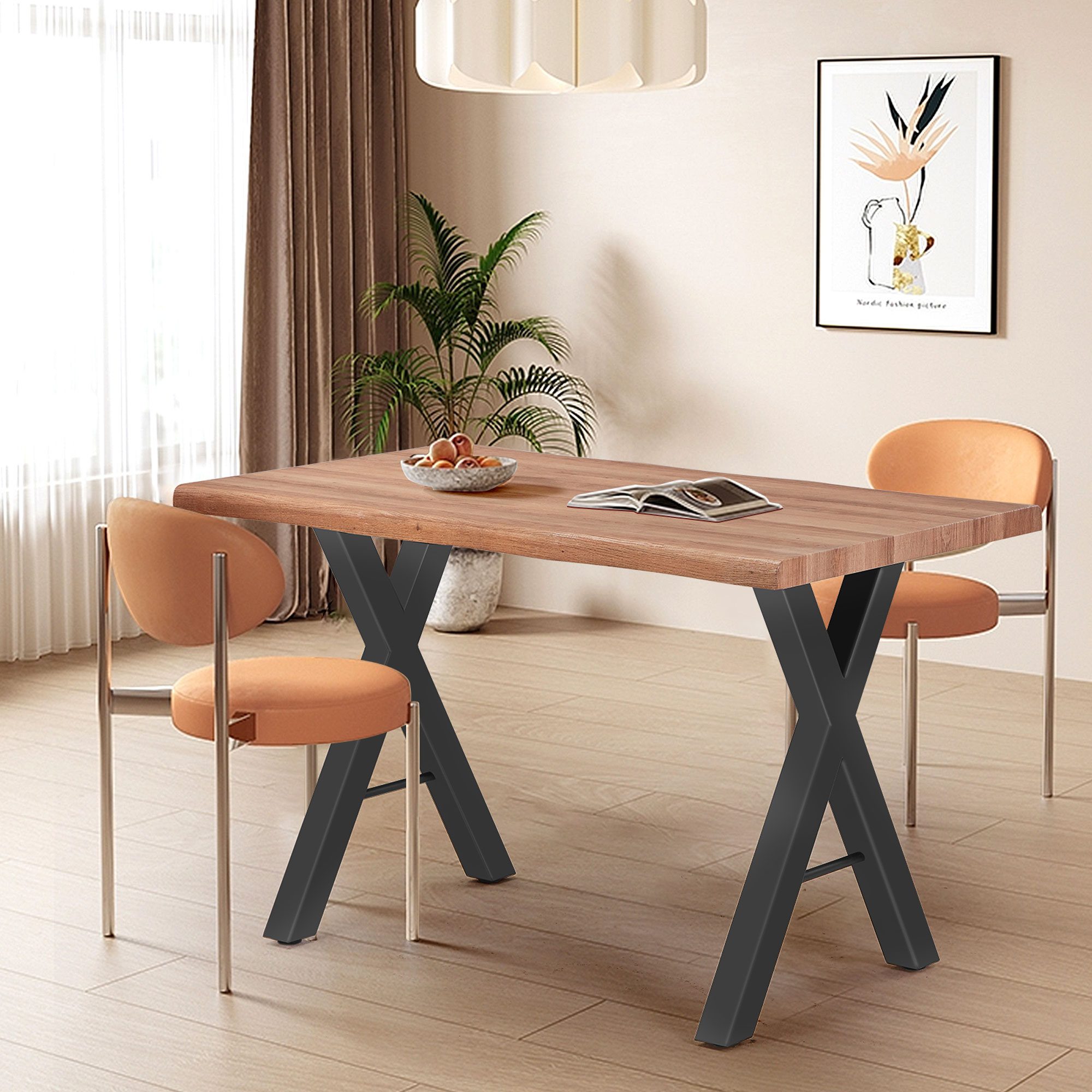 Table manger 120 70 76 cm pieds modernes en forme de x a design 