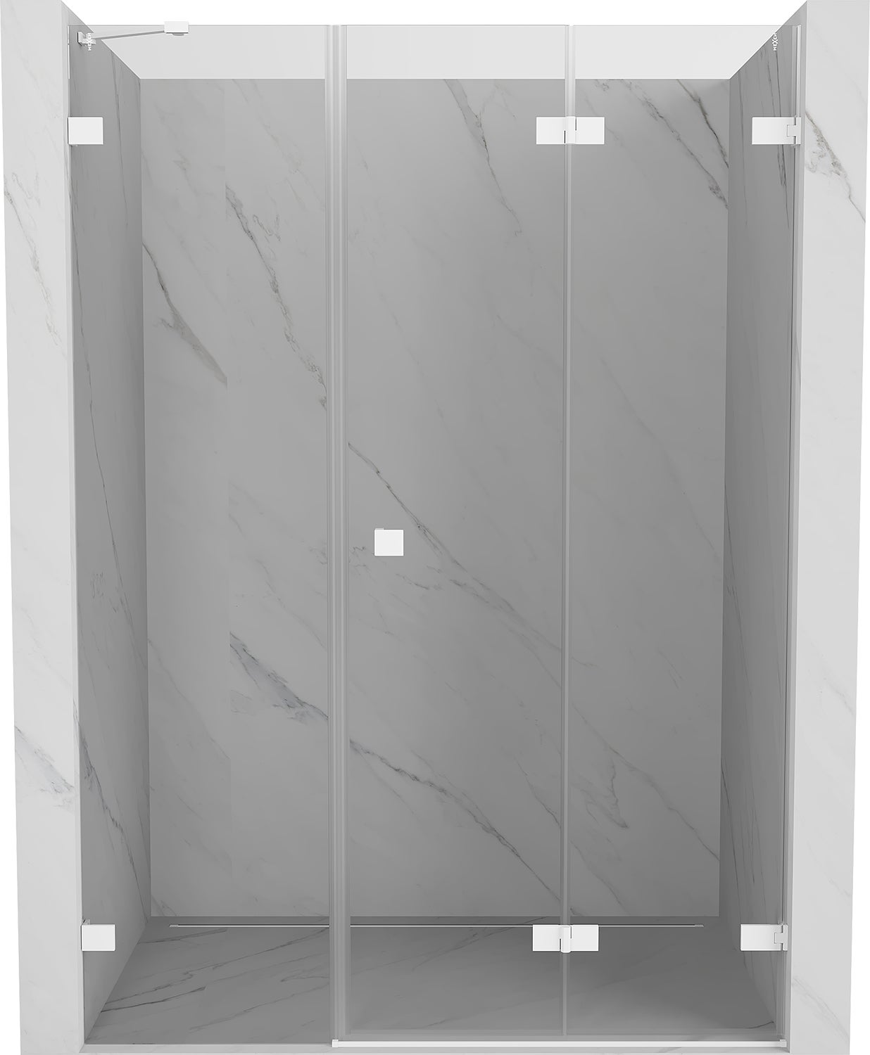 Mexen Lunar-F drzwi prysznicowe składane prawe 145 cm, transparent, białe - 836S-145-050-20-00-P