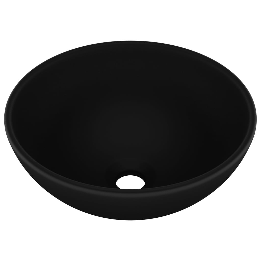 Lavabo rond de salle de bain Noir mat 32,5x14 cm Céramique vidaXL - 2