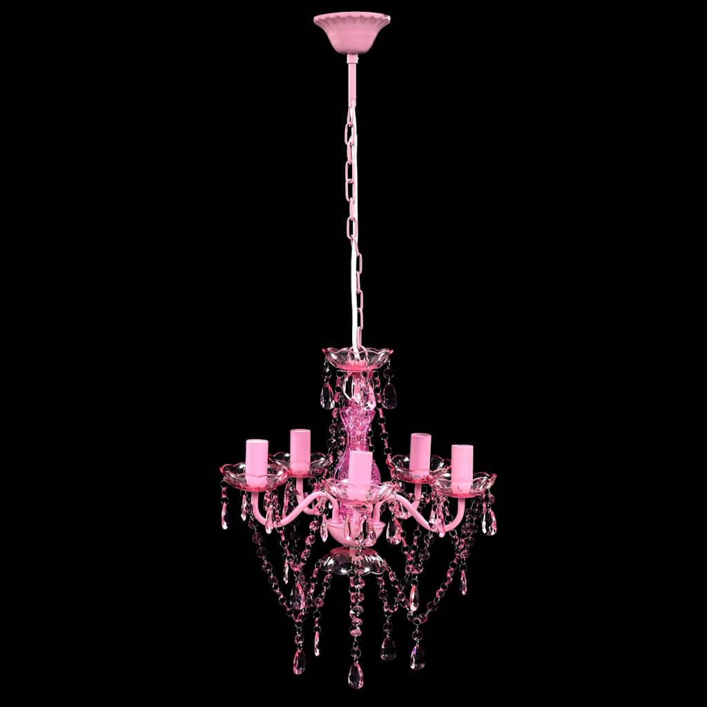 vidaXL Lustre avec 5 ampoules Crystal rose - 2