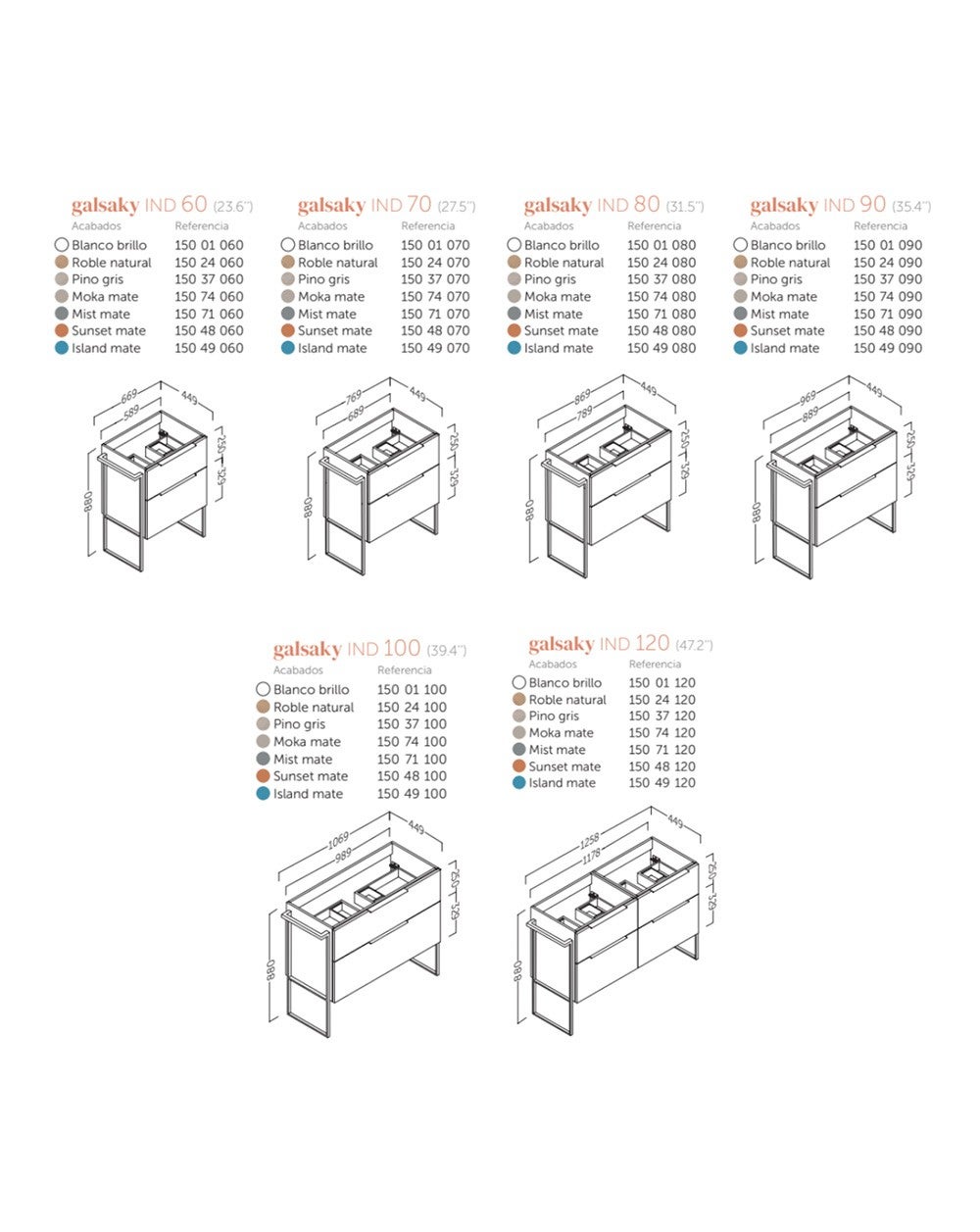 Armadio da bagno montato a pavimento con lavandino in ceramica | 120cm (2 seni) | 2 cassetti con chiusura imbottita e organizzatore | Bianco lucido - 4