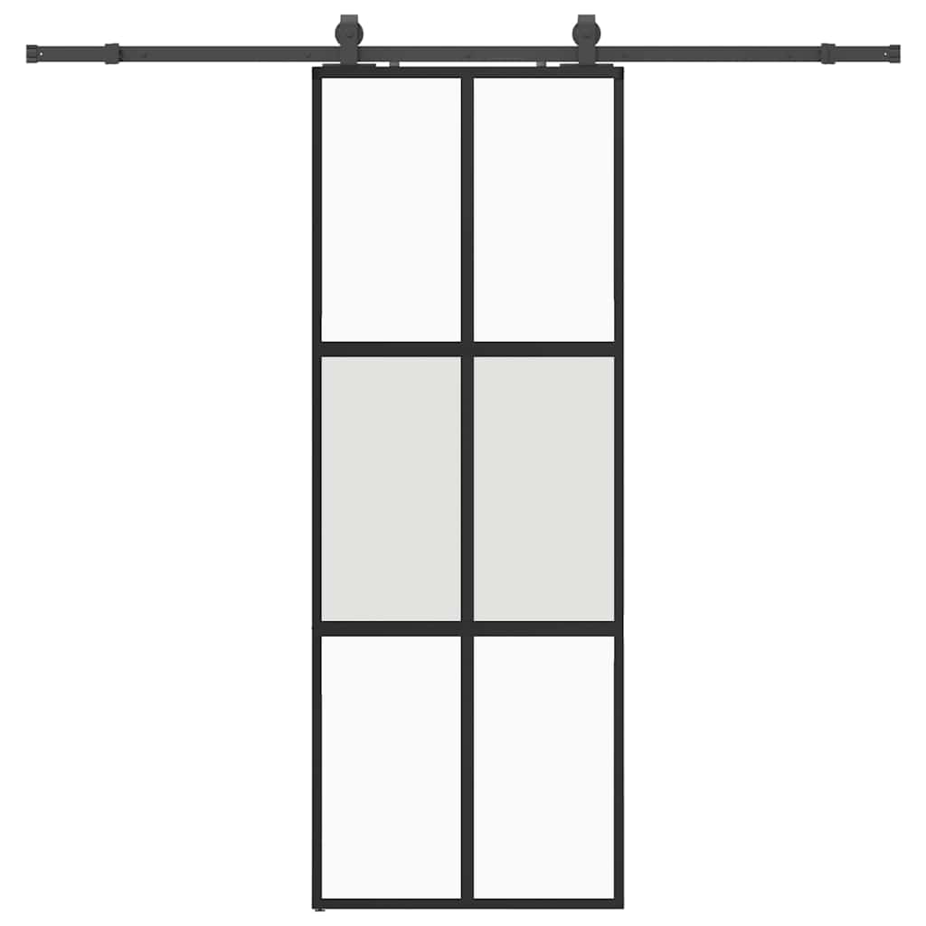 Puerta corredera con herrajes negro 76x205 cm vidrio templado vidaXL - 2