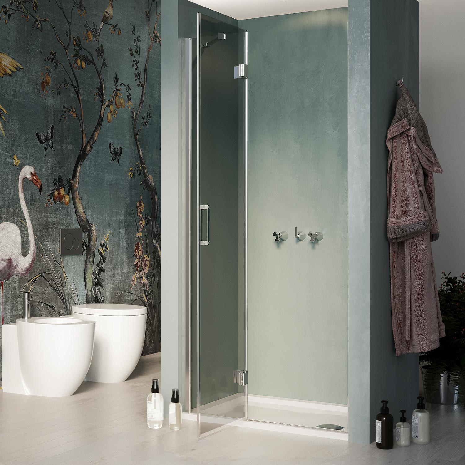 Porta Doccia 90CM H190 Vetro Trasparente con Easy-Clean mod. Flip Anta + Profilo - 7