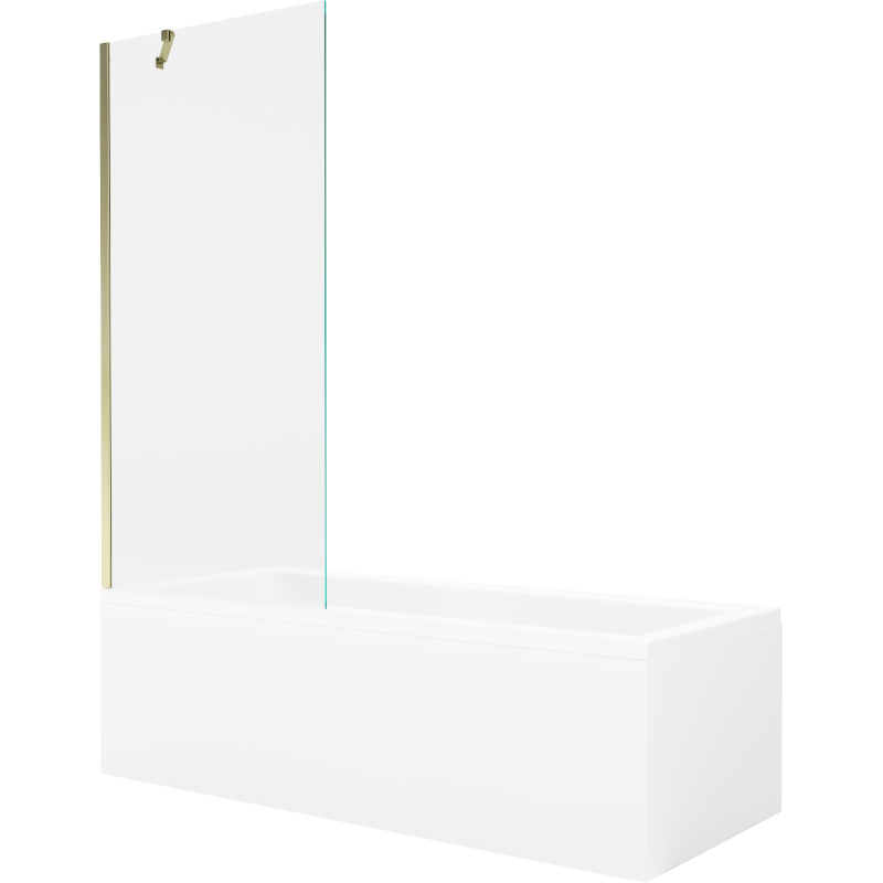 Mexen Cubik wanna prostokątna 170 x 70 cm z obudową i parawanem 1-skrzydłowym 80 cm, transparent, złoty - 550317070X9508000050