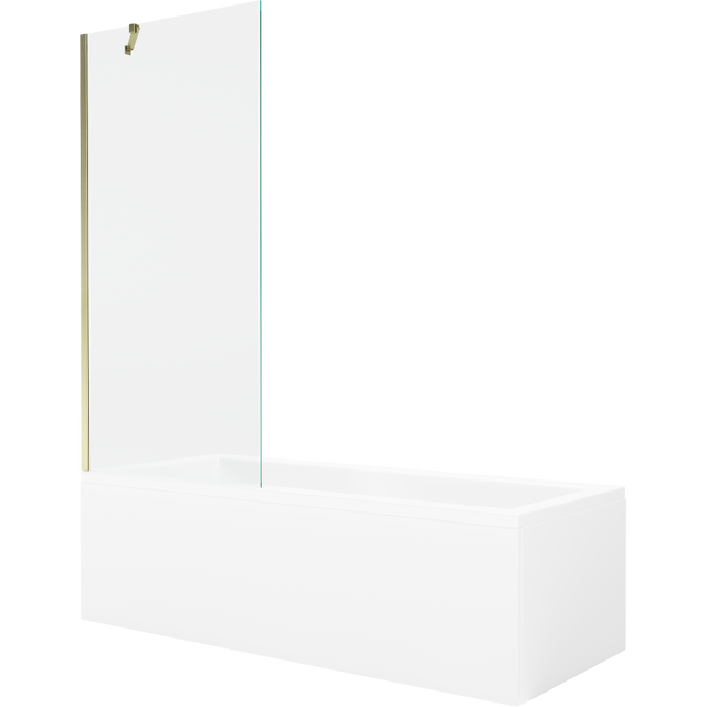 Mexen Cubik baignoire rectangulaire 170 x 70 cm avec habillage et écran 1-volet 80 cm, transparent, doré - 550317070X9508000050