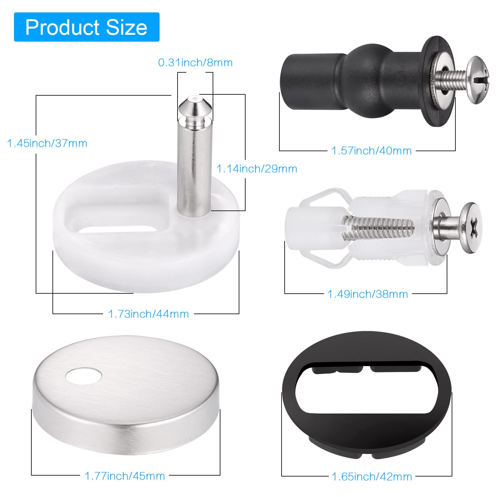 2Pcs Fixation Abattant WC,Charnières Siège de Toilette Universelles à Dégagement Rapide,Kit de Fixation Abattant Wc Toilette Siège avec Vis - 6