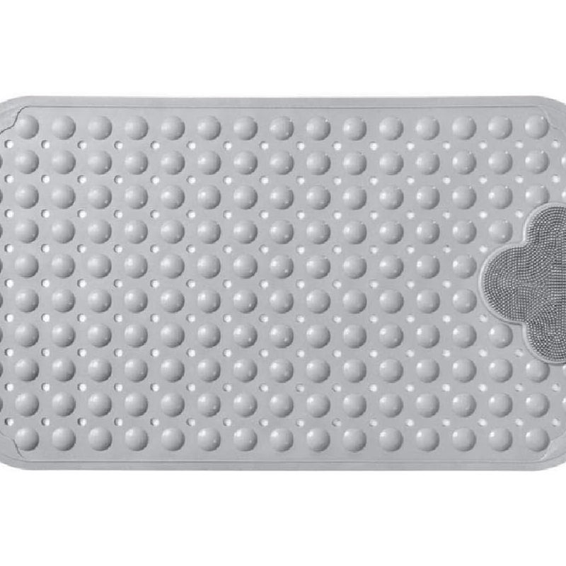 Mata prysznicowa antypoślizgowa 106 x 66 cm z przyssawkami - z poduszką masującą, wygodna mata prysznicowa - nadaje się do prania w pralce - szara